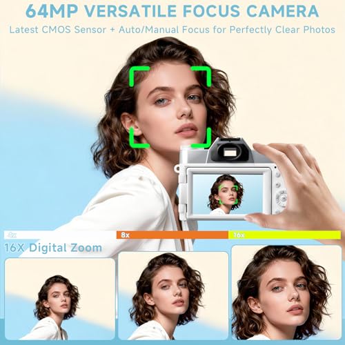 Image of 6K Digital Camera for Photography Autofocus, 2026 Upgraded WiFi Vlogging Camera for YouTube with 3 inch 180 Flip Screen 16X Zoom, 64GB SD Card & 2 Batteries Compact Travel Camera for Beginners Teens