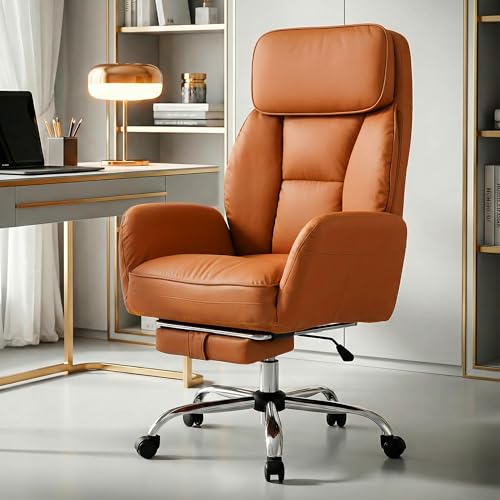 Image of DROGO Emperium Pro Ergonomic Office Chair for Work from Home 400LBS | Computer Chair for Study with High Back,Cushion Seat,Armrest, Head & Lumbar Support | Gaming Chair with Footrest & Recline(Brown)