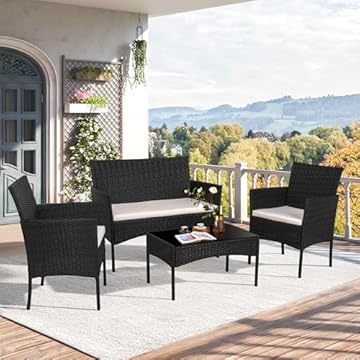 plastic wicker patio table and chairs