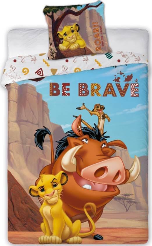 Juego de cama Le Rey Lion de algodón, funda de edredón reversible de 140 x 200 cm, funda de almohada de 63 x 63 cm, 100 % algodón (juego de cama Le Rey Lion, 140 x 200 cm)