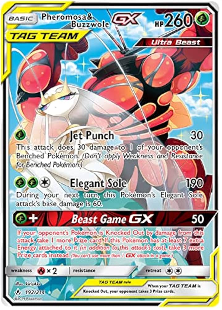 ポケモンカードゲーム Pheromosa & Buzzwole-GX Pokemon pojedyncza karta PHEROMOSA & BUZZWOLE GX 1/214
