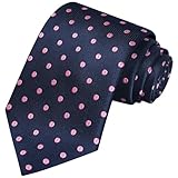KissTies Polka Dot Tie Pink Dots Navy Blue Holiday Necktie