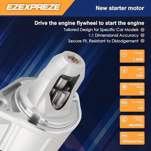 Image of Ezexpreze Starter Compatible with Mercedes Benz 10-11 E350 C350 C300 SLK350 SLK300 ML350 GLK350, 07-12 GL450 GL550 SL550, 07-09 CL550 CLK550, 09-11 R350 G550, 006-151-37-01 006-151-37-01-80 410-24322