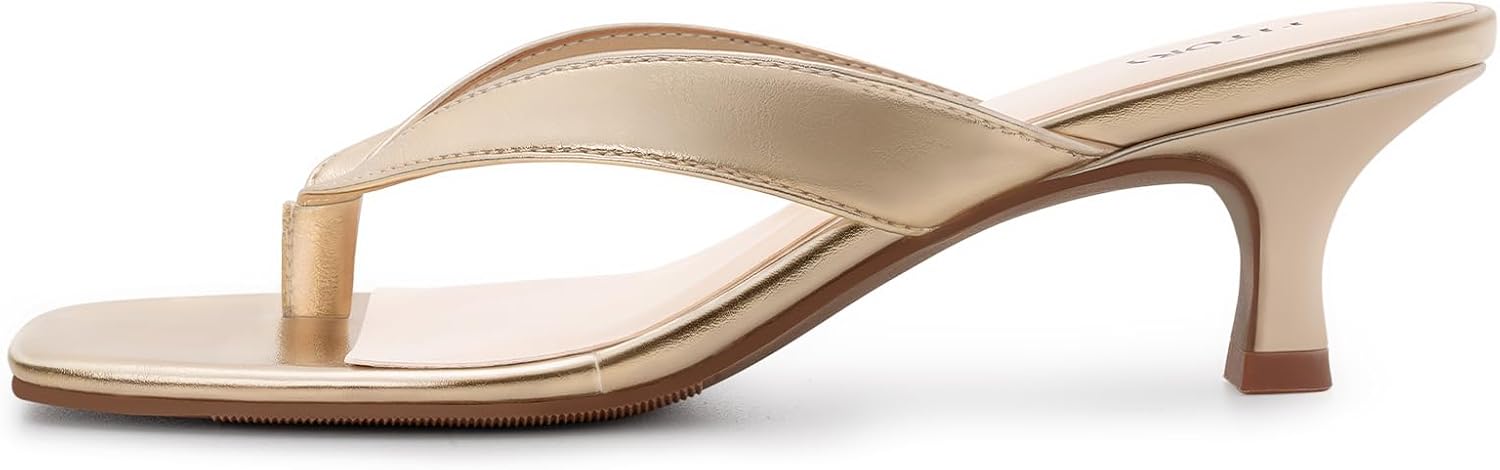 FITORY Women's Sexy Kitten Heel Flip Flops,Square Open Toe Low Heel Sandals, Slip on Comfortable Thong Heels for Causal Size 6-11 - Image 5