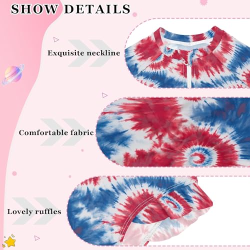 Tie Dye Girls Long Sleeve Rashguard Swimsuit UV Protection One-Piece Swimwear Bathing Suit B04045214