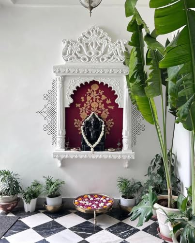 Image of WallDesign Heritage Muggulu Kolam Black Matte Traditional Rangoli Floor Sticker for Entrance Threshold, Doorstep & Pooja Room, Self Adhesive Vinyl Art, 30x9 Inch (Pack of 2)