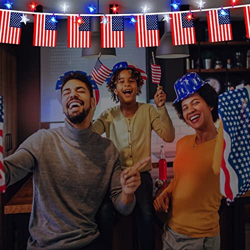 4Th Of July Patriotic Decor,20 Ft 40 Led Red White Blue Stars Fairy String Lights And 33 Feet 38 Flags Usa American String Banners For Tree Fireplace Home Party Decoration Memorial Independence Day #TOP5