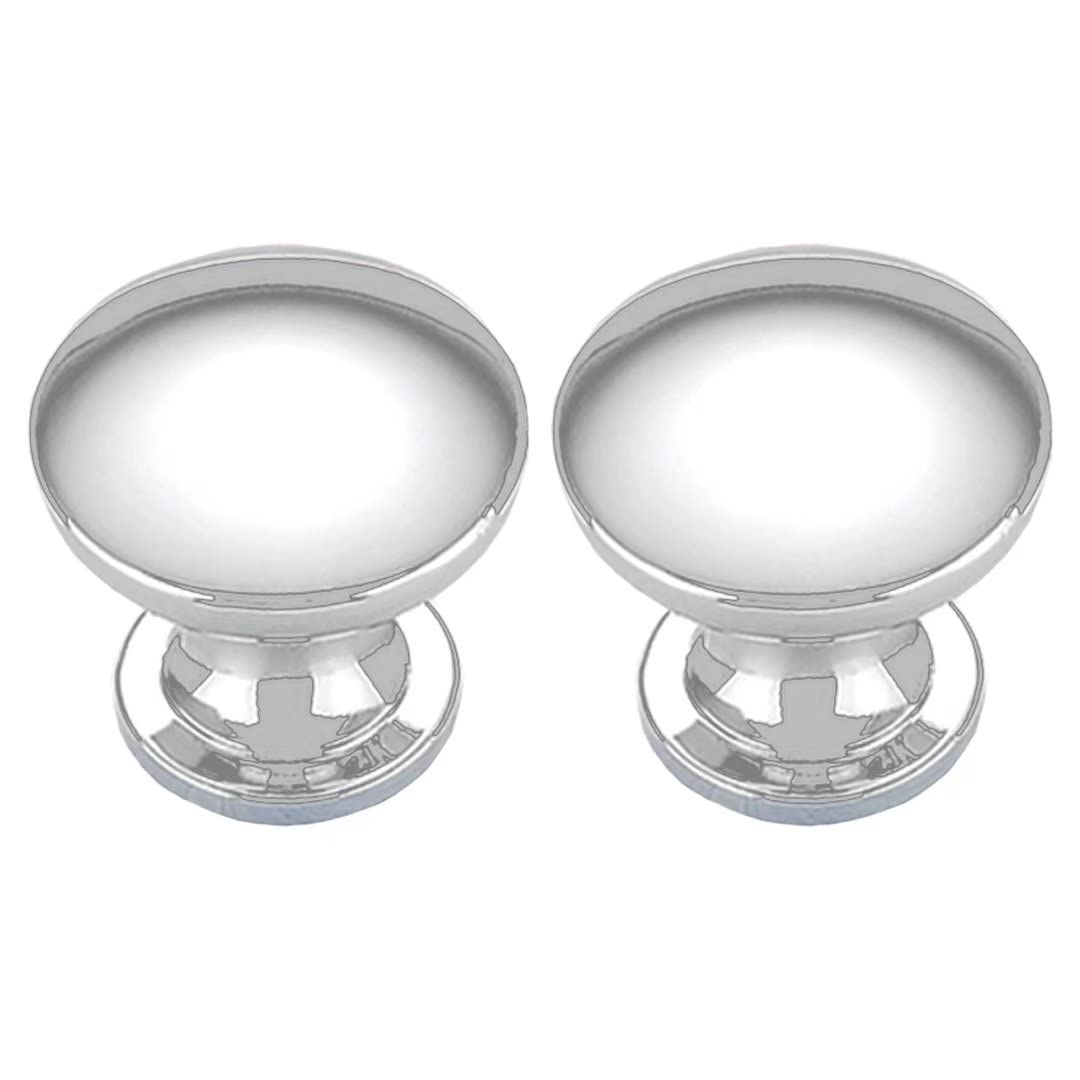 Creatwls 2 pcs Cabinet Door Knobs Round Mushroom Shape Pull Handle, Chromed Drawer Pulls and Knobs/Pull and Push Handle Knobs for Cabinets Hardware Decor