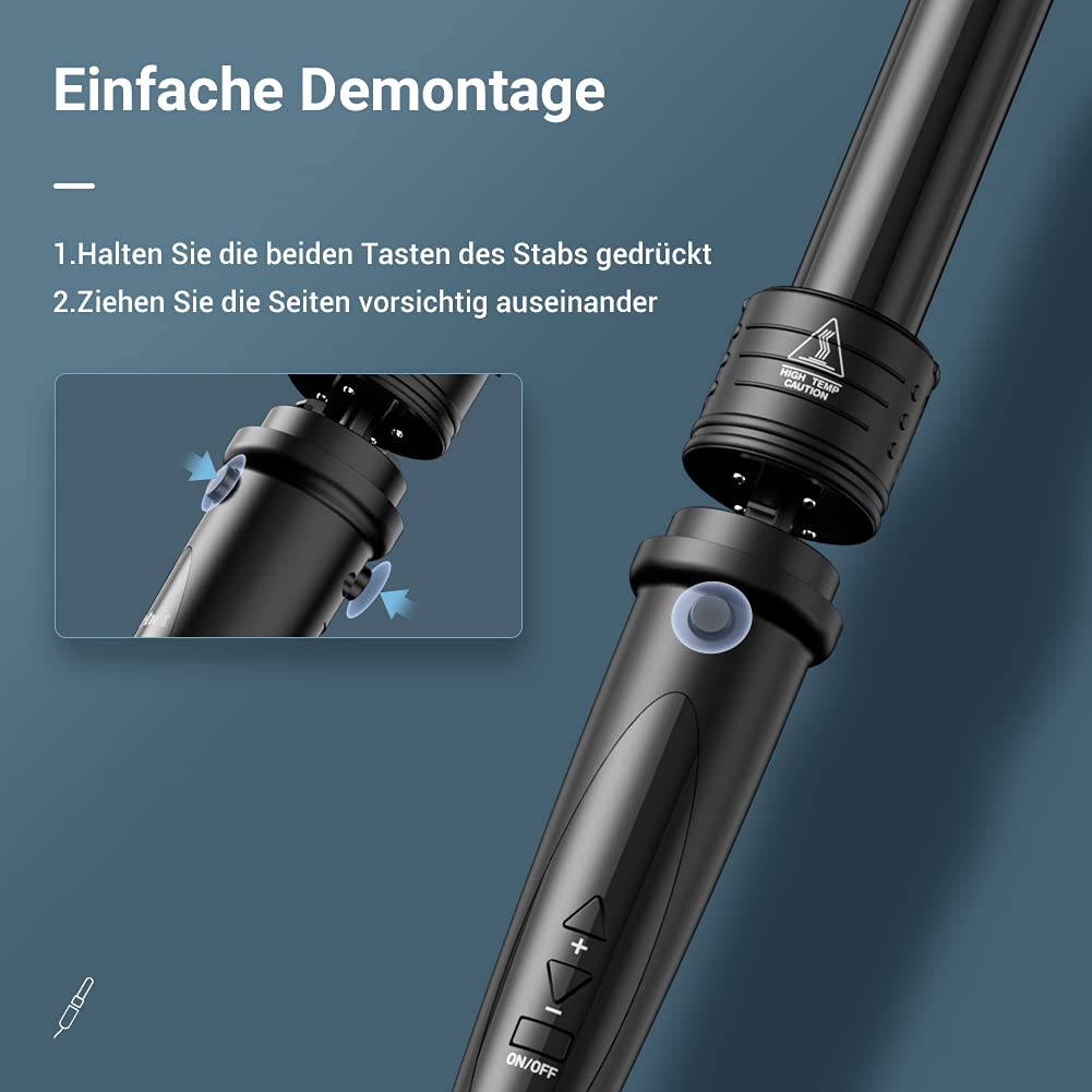 ELEHOT-Store Lockenstab 5 in 1 LCD Keramikbeschichtung Austauschbare Aufsätzen Curling iron mit Handschuhe Einstellbare Temperatur Schnellaufheizung Lockenstäbe ET-W301
