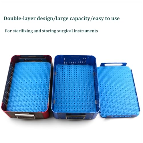 Bandeja de esterilización de aluminio resistente, caja de herramientas quirúrgicas de doble capa con almohadilla de silicona a prueba de golpes, caja portátil de herramientas para cirugía quirúrgica
