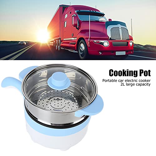 Euzibo 24V Auto-Elektroherd, 2L Tragbarer Elektrischer Hot Pot, Fahrzeug-Kochtopf Zum Dämpfen und Kochen, Ideal für LKWs und Wohnmobile (Elektrische Bratpfanne, 24 V, 2 Liter,