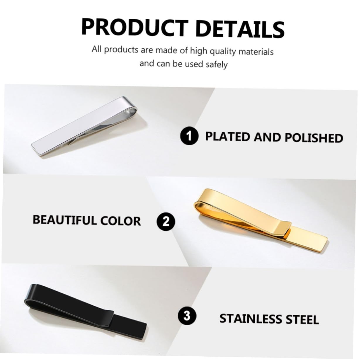 9piezas Clip Para Corbata De Inoxidable Diseño Clásico y Moderno Accesorio De Negocios Para Hombre Para Formalidades