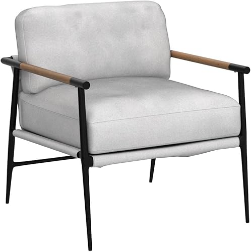 Miniatura 4 de LukeAlon Silla decorativa de felpilla de mediados de siglo, silla de sala de estar ultra suave con patas de metal, sillón moderno tapizado cómodo