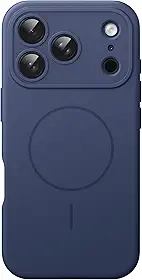 JETech Capa Magnética de Silicone para iPhone 17 Pro Max 6,9 Polegadas, Compatível com MagSafe, Toque Macio e Sedoso, Case com Absorção de Choque, Proteção para Lente da Câmera (Azul Escuro)