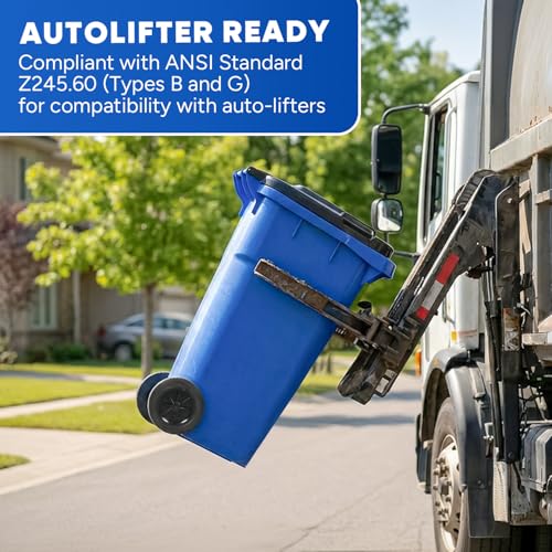 PLASTIC PRINCE 32 Gallon Trash Can Outdoor Recycling Bin with Lid and Wheels Heavy Duty Rolling Garbage Can with Lid Blue Recycle Trash Can with Wheels for Warehouse Hospital Restaurant Office