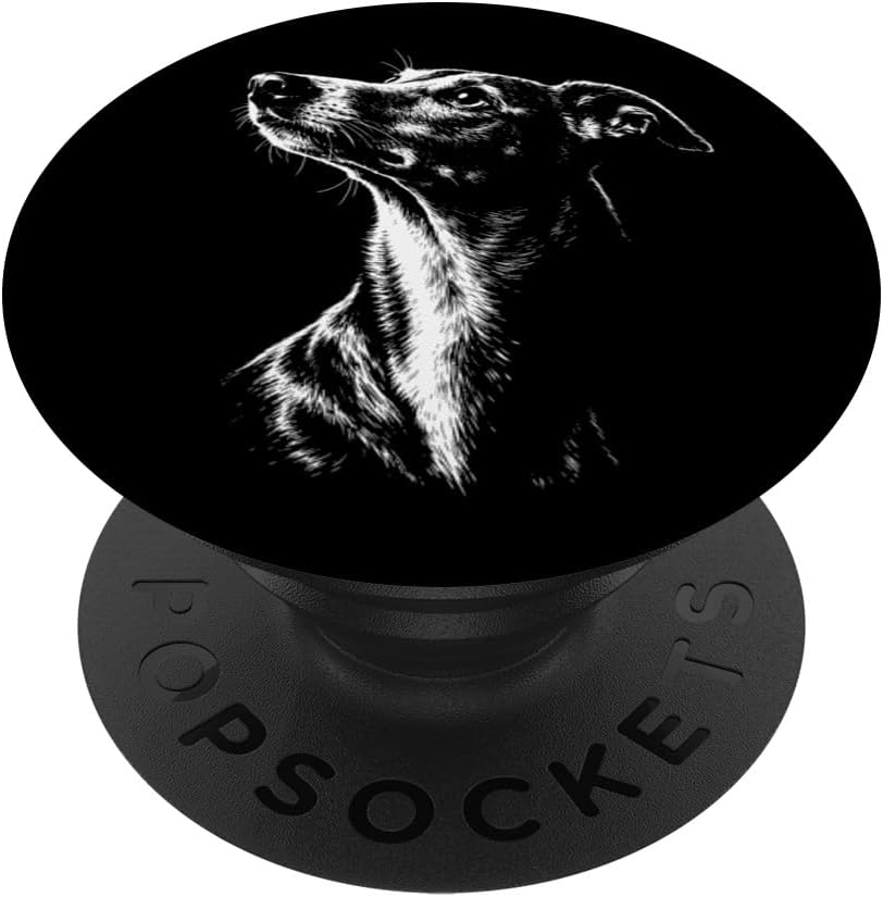 Whippet Portrait Black and White Dog Lover PopSockets PopWallet for MagSafe