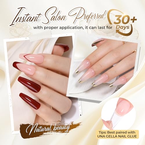 Image of UNA GELLA Long Coffin Nail Tips, 504pcs Pre-Shape Fake Nails Half Matte Full Cover Acrylic Gel Nail Tips Clear Long Coffin Press On Nails Home DIY Extension 12 Sizes Gelly Tips