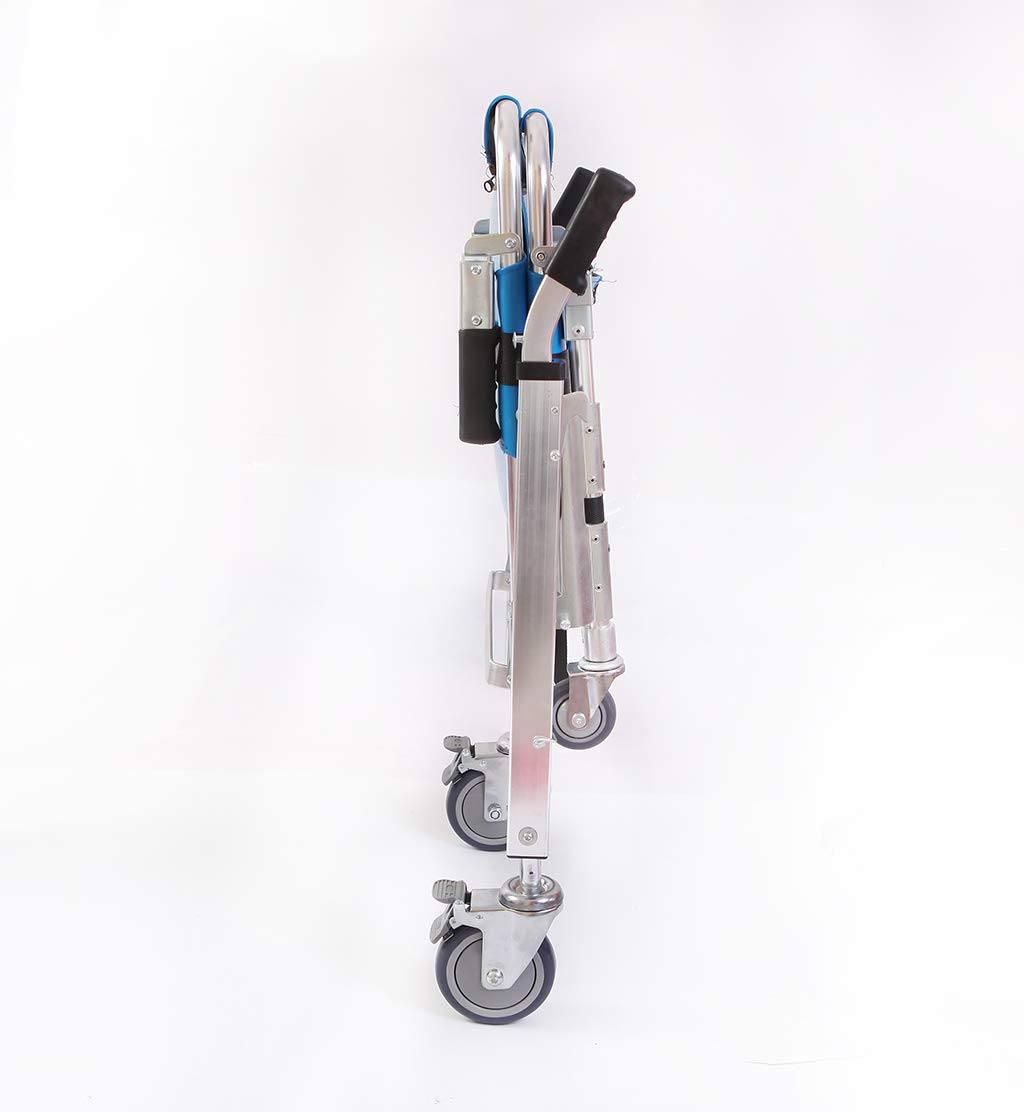 Aluminium Léger Chaise D'escalier EMS Fauteuil D'escalier d'ascenseur Médical D'évacuation d'urgence avec Boucles À Dégagement Rapide, Bleu
