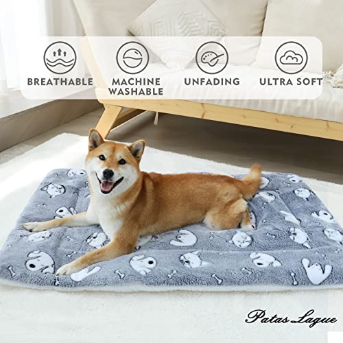 Patas Lague Dog Bed/Pet Beds For Small Dogs(22 * 11 * 1.7In),Reversible Soft Fleece Dog Crate Pad Bed, Machine Washable Cat Kennel Pad (Navy Blue) #TOP1