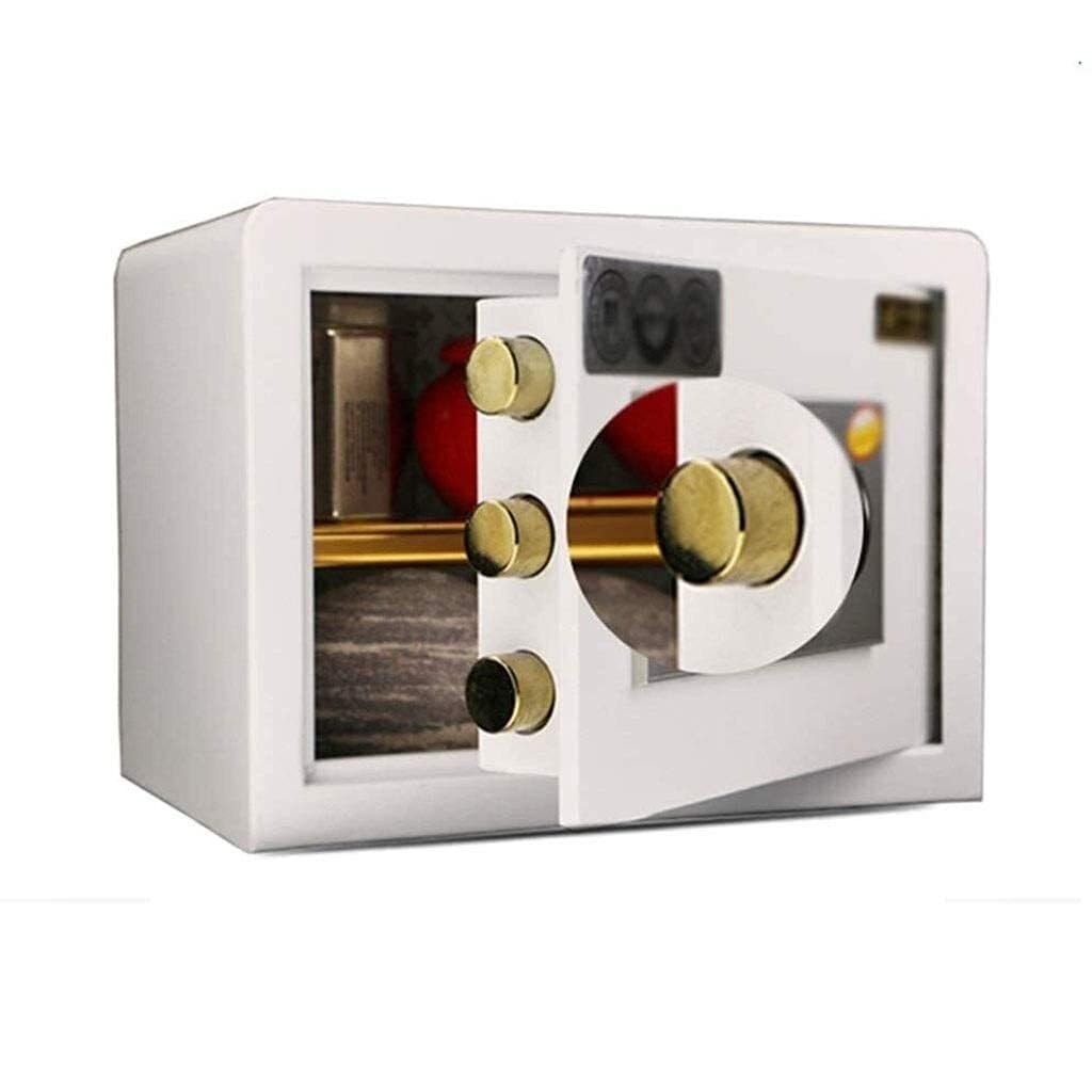 Cassaforte a combinazione meccanica a doppio strato interamente in acciaio con chiave, per conservare in modo sicuro documenti, gioielli e oggetti di valore – Bianco (37x25x25 cm)
