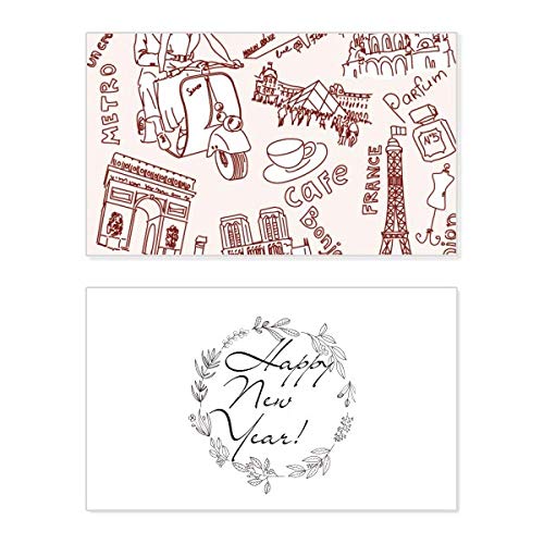 Tarjeta de felicitación con relieve de la Torre Eiffel para un Feliz Año Nuevo inolvidable