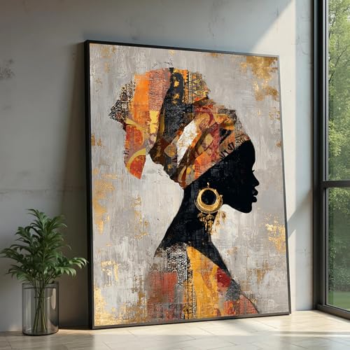 Tableau sur toile femme africaine 21x30 cm cadre inclus XINBAO