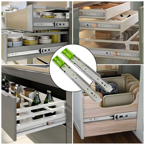 Image of Volo Heavy Duty Drawer Slides, Full Extension Ball Bearing Runners | Pack of 2 Piece | Channels for Kitchen Cabinets, Wardrobes, and Dressers (Soft Close (Mild Steel), 10 Inch)