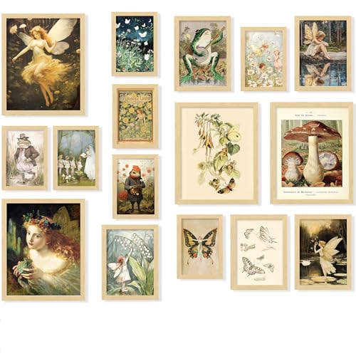 97 Decor Vintage Fairycore Decor - Fairy Art Prints Aesthetic, Cottage Core Wall Art Posters, Fairy Pictures Cottagecore Mushroom Pictures, Earthy Goblincore Decorations for Bedroom Home (8x10 Unframed)