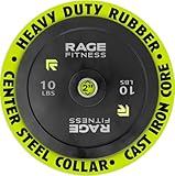 Rage Fitness Olympic Bumper Plate (Sold Individually - 10lb, 15lb, 25lb, 35lb, 45lb), Steel Insert, Strength Training, Bench Press, Squats, Powerlifting