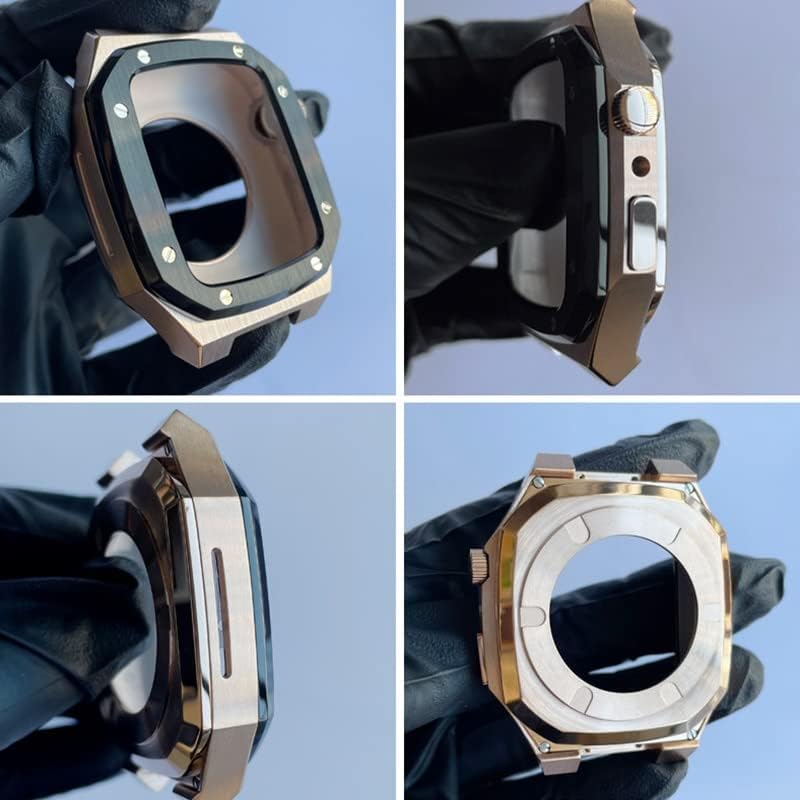 kavju stainless steel modification kit for iwatch series 7 6 5 4 se metal wristband for watch band 44 45mm diy apple watch accessories