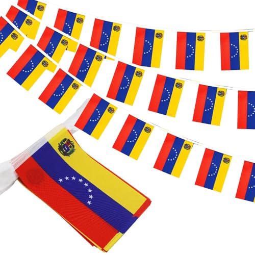 Image of Venezuela Flags Venezuelan String Flag Banners for Patriotic Events Independence Day Sports Bars Inside Outside Decorations 33 Feet 30 Flags