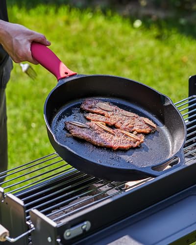 DARTMOOR Pre-Seasoned Cast Iron Skillet, 12 in Cast Iron Frying Pan with Handle, Protective Covers, & Pour Spouts, Safe Grill Cookware with Non-Stick Surface, Cast Iron Pan for Indoor & Outdoor Use - Thumbnail 2