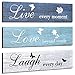 3 Pieces Rustic Wood Sign Wall Decor Live Love and Laugh Quote Sign Farmhouse Wall Mount Decoration for Home Office Wedding Kitchen and Living Room, 12 x 3 x 0.2 Inch (Blue Series)