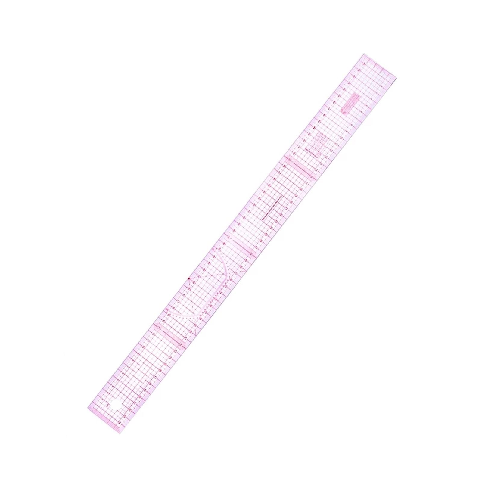 Righello dritto in plastica for cucito da 54 cm, sarto, condiviso, doppio lato, metrico, metro trasparente, set di righelli for patchwork e taglio tessuti, colore ROSA