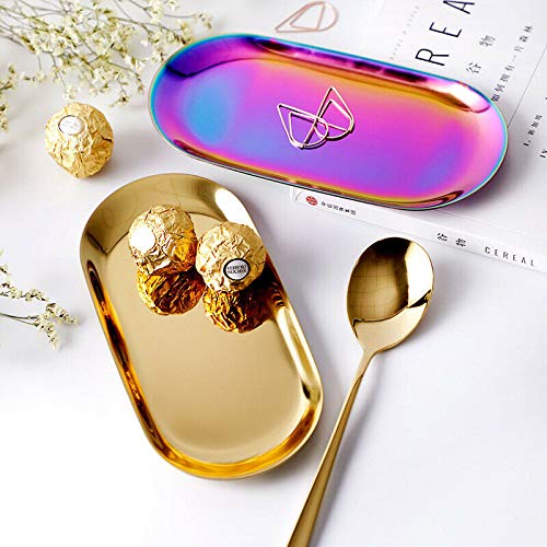 Be-Tool Metal Storage Tray,1Pc Candy Tray Stainless Steel, Oval For Snack/Fruit/Candle/Candy/Key/Cosmetics/Jewelry（Small）Colorful #TOP3