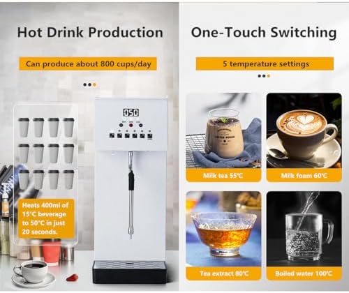 Electric Milk Frother and Steamer, Stainless Steel Coffee Foam Machine for Espresso and Desserts, 6L Capacity,