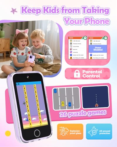 Image of Dylanto Kids Phone ,3.5'' Touchscreen Phone for Kids Learning Play Toys for 3-9 Years Old Girls with Dual Camera,Video Players,Game,Christmas Birthday Gifts for Girls Age 3 4 5 6 7 8 9 -Purple
