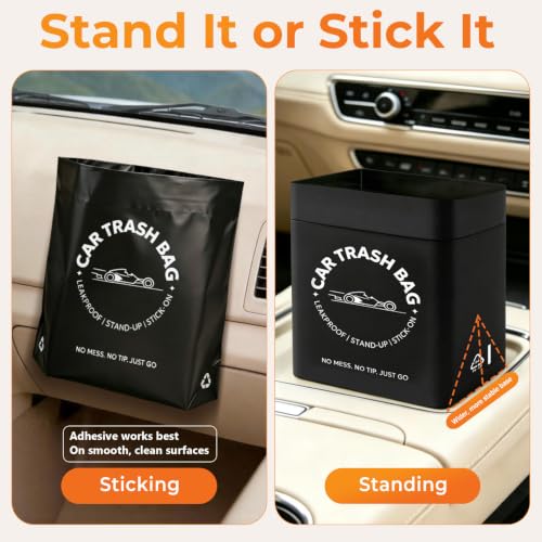 Image of Disposable Car Trash Bags, Stand-Up & Stick-On Car Trash Can Alternative
