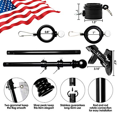 Chrider Flag Pole Kit, 6Ft Flag Pole With Bracket, Flagpole Kit American Flag With Pole Holder, Stainless Steel Outdoor Flag Pole For House Roof Garden Yard Truck (Black Flag Pole With Black Bracket) #TOP1