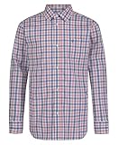 IZOD Boys' Long Sleeve Button-Down Dress Shirt, Flamingo/Picnic Plaid