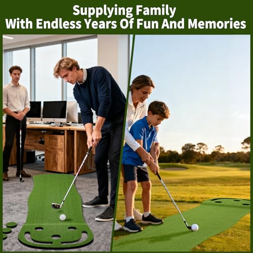 Image of Wekin Indoor Putting Green,2x8ft Artificial Turf Putting Green with Adjustable Putter, 2 Balls, Perfect Golf Putting Game Mat for Home,Party,Office