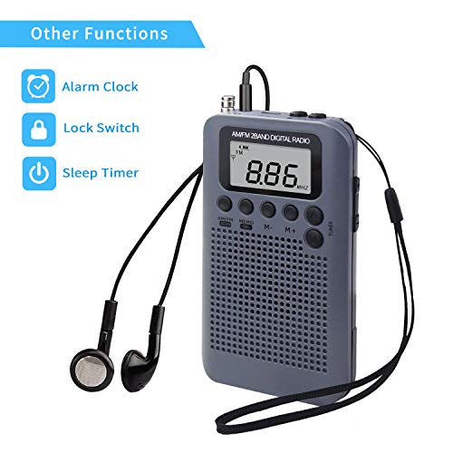 Tragbares Radio Mini FM/AM Stereo Digital Radio mit Kabel Portable Radio mit Kopfhörer und Eingebauten Lautsprechern… - Image 4