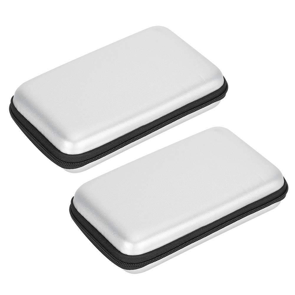 Dpofirs Bolsa de Almacenamiento Portátil de 2 Piezas Estuche de Transporte Bolsa Rígida Protectora de EVA para Consolas de Juegos Portátiles, con 8 Ranuras para Tarjetas (Gris-Plata)