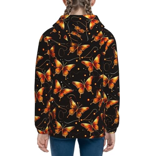 Colorful Neon Butterfly Hoodie Youth Hooded Sweatshirt 3D Digital Printed With Pockets Tops3