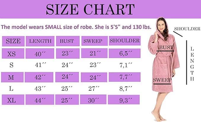 Miniatura 6 de NINE WEST Bata de baño de lujo con capucha para mujer, 100% algodón turco