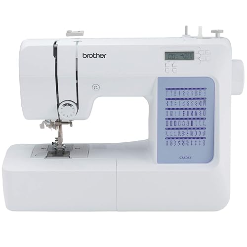 Brother CS5055 Computerized Sewing Machine, 60 Built-in Stitches, LCD Display, 7 Included Feet, White - New Model: CS5055 - Sewing Machine