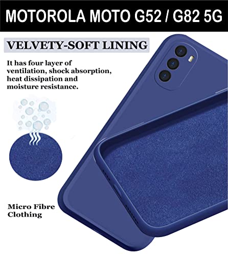 Image of A rtistque Liquid TPU Silicone Matte Shockproof Flexible with Camera Protection Soft Back Cover Case for Motorola Moto G52 / G82 5G - Blue