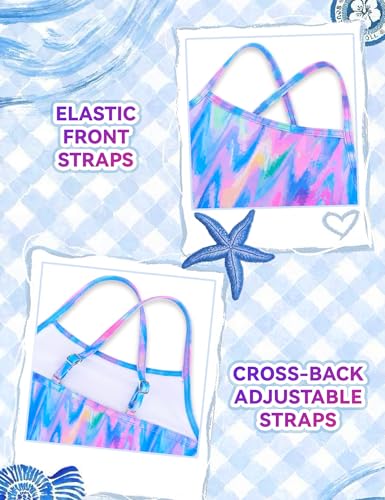 Image of Girls Bathing Suit with Skirt One Shoulder Ruffle Quick Dry Swimsuits Multicolor Sleeveless Swimwear