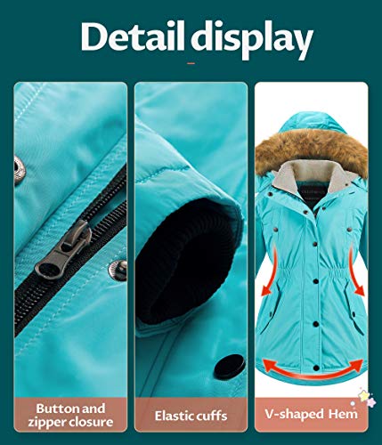 Creatmo Us Girl's Down Alternative Winter Coats Padded Sherpa Jacket With Faux Fur Trim Hood Middle Length Blue 4-5 #TOP5