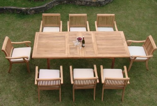 TeakStation 8 Seater Grade-A Teak Wood 9pc Dining...